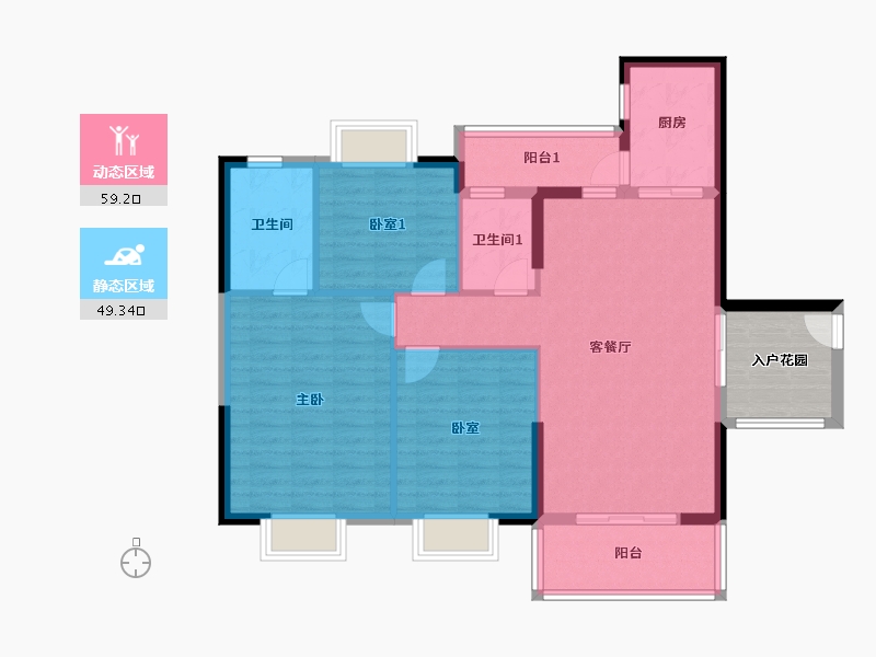 广西壮族自治区-防城港市-荣顾购物公园翡翠园三期-105.78-户型库-动静分区