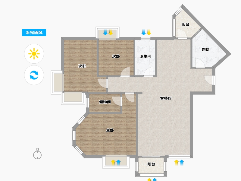 天津-天津市-万春花园-135.00-户型库-采光通风