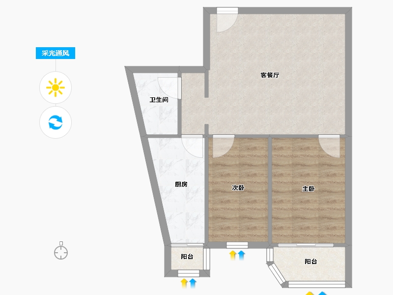 北京-北京市-清上园-64.00-户型库-采光通风