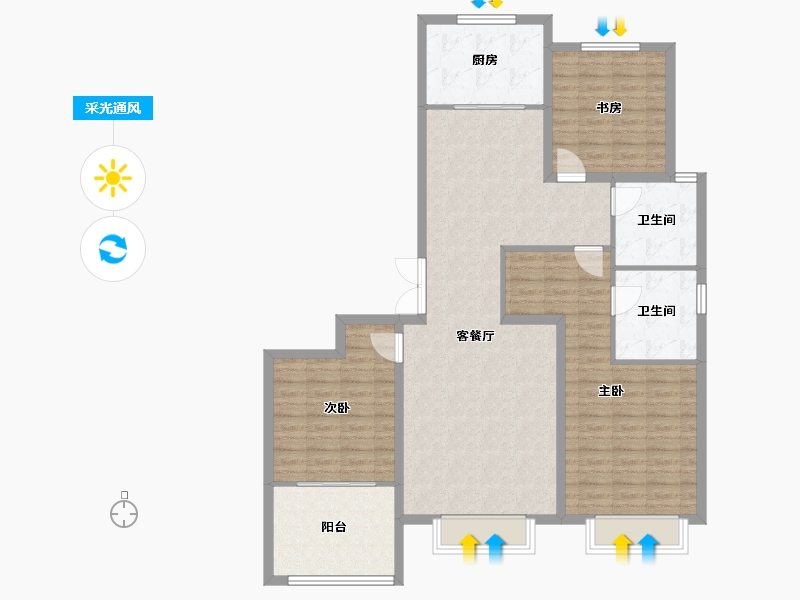 河北省-秦皇岛市-博辉万象城-120.00-户型库-采光通风