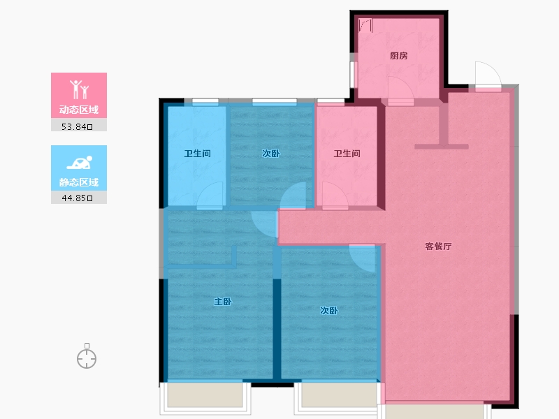 辽宁省-沈阳市-美的瀚唐-105.00-户型库-动静分区