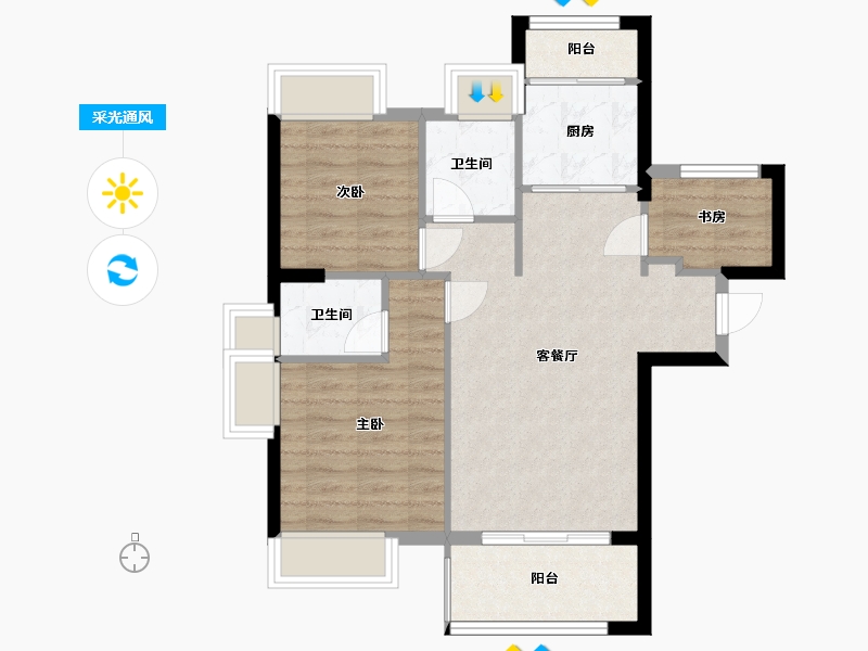 福建省-厦门市-芸溪祥府-66.88-户型库-采光通风