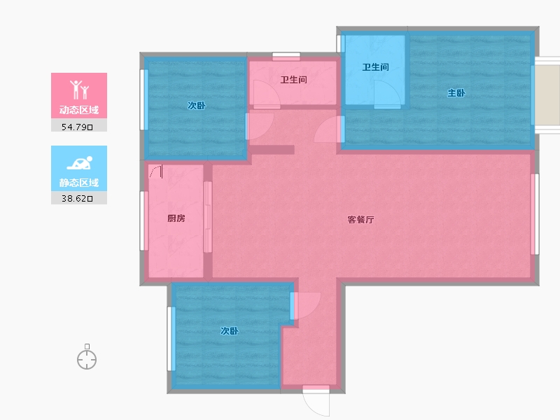 甘肃省-兰州市-银河国际居住区-95.37-户型库-动静分区