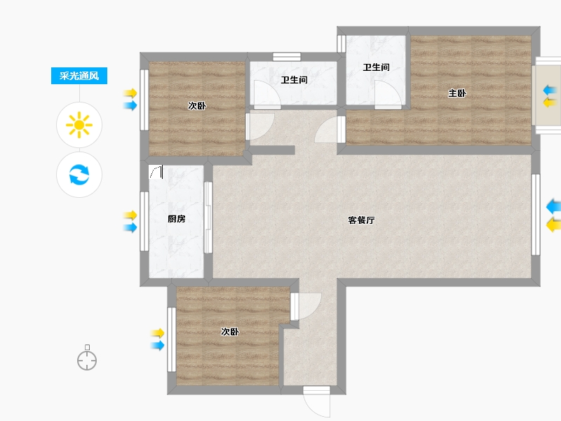 甘肃省-兰州市-银河国际居住区-95.37-户型库-采光通风