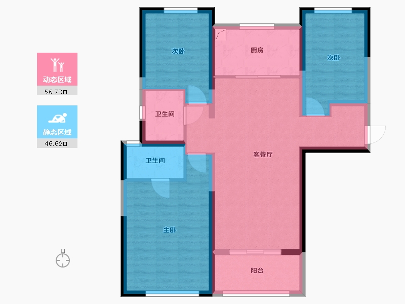 河南省-郑州市-融创华夏观澜壹号-102.86-户型库-动静分区