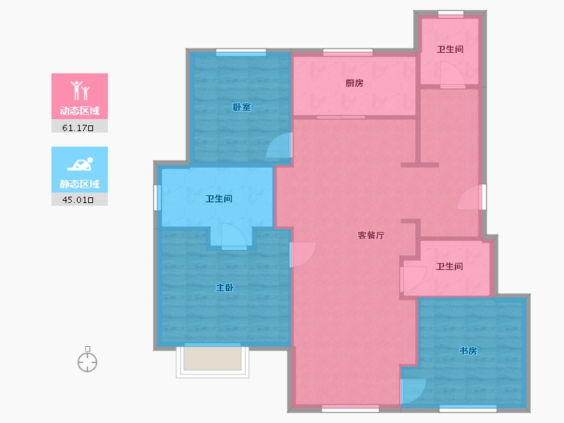 辽宁省-大连市-万科-96.00-户型库-动静分区