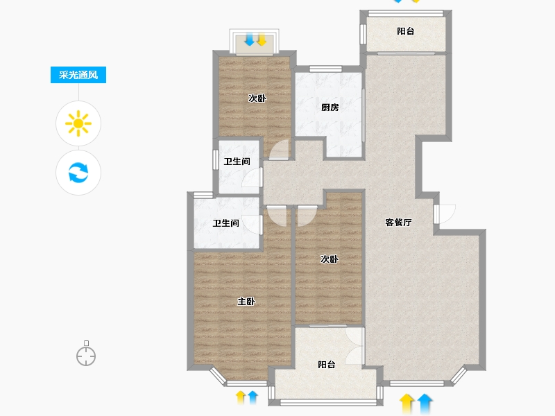 海南省-海口市-金椰都滨海花园-110.00-户型库-采光通风