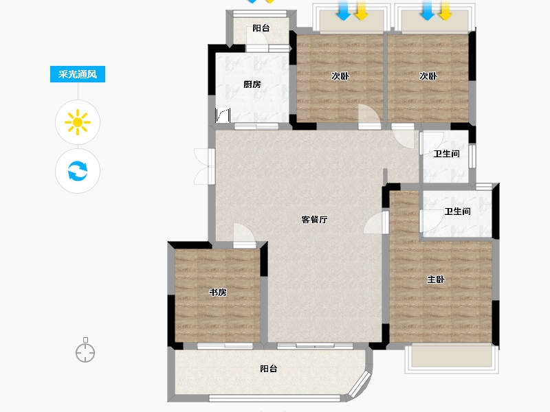 贵州省-毕节市-拓海天辰-112.00-户型库-采光通风