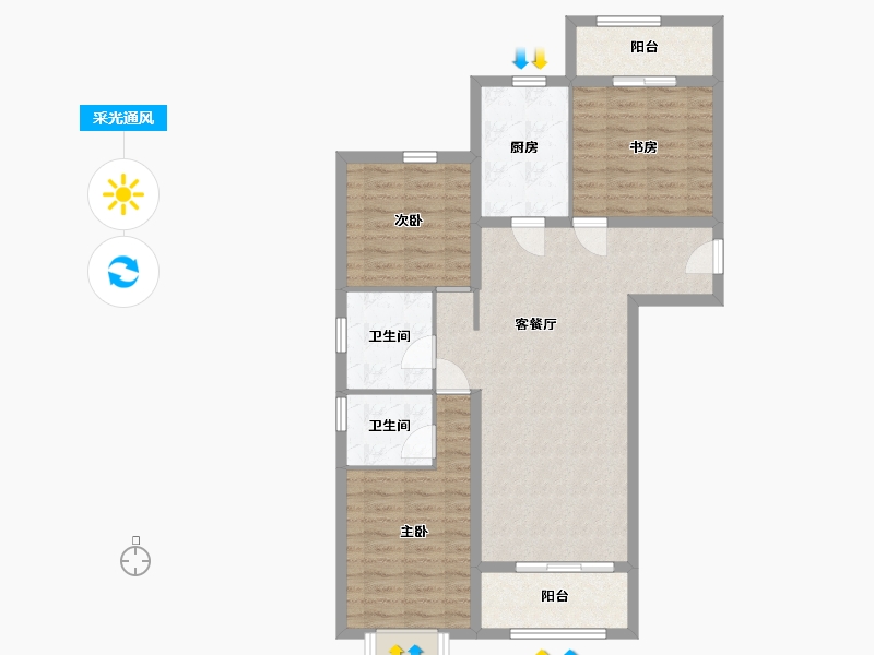 甘肃省-兰州市-河畔映巷-98.22-户型库-采光通风