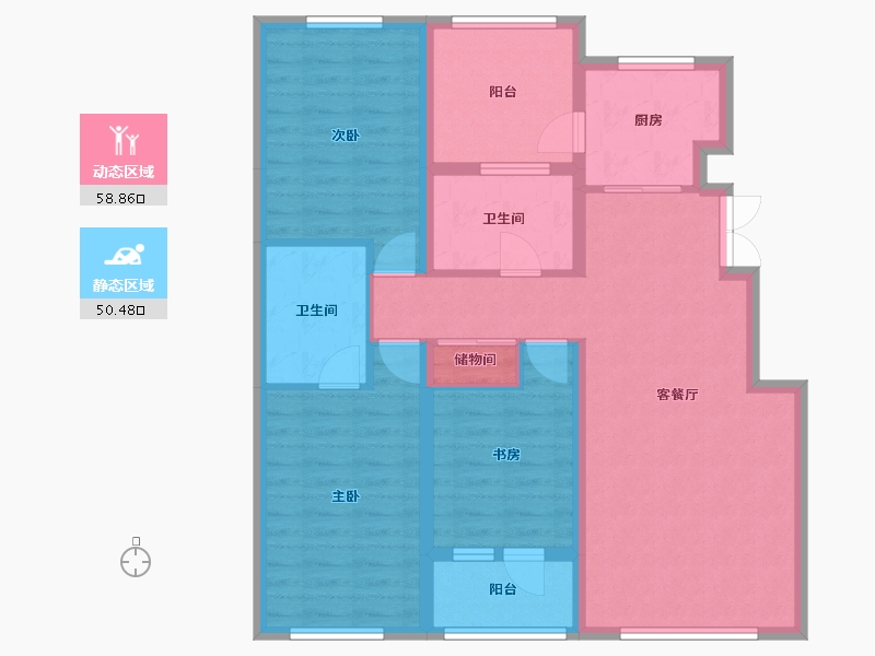 辽宁省-铁岭市-信诚悦府-100.00-户型库-动静分区