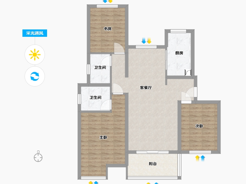 河北省-石家庄市-翰弘林溪郡-94.77-户型库-采光通风