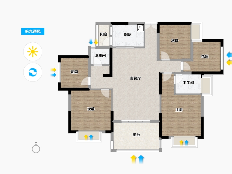 广西壮族自治区-贵港市-香格里拉-135.00-户型库-采光通风