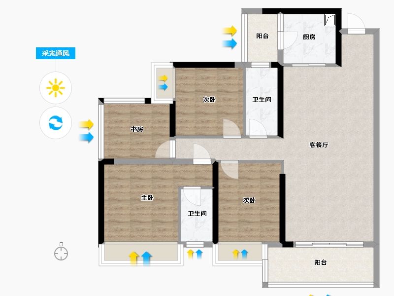 广西壮族自治区-玉林市-容州一号-93.00-户型库-采光通风