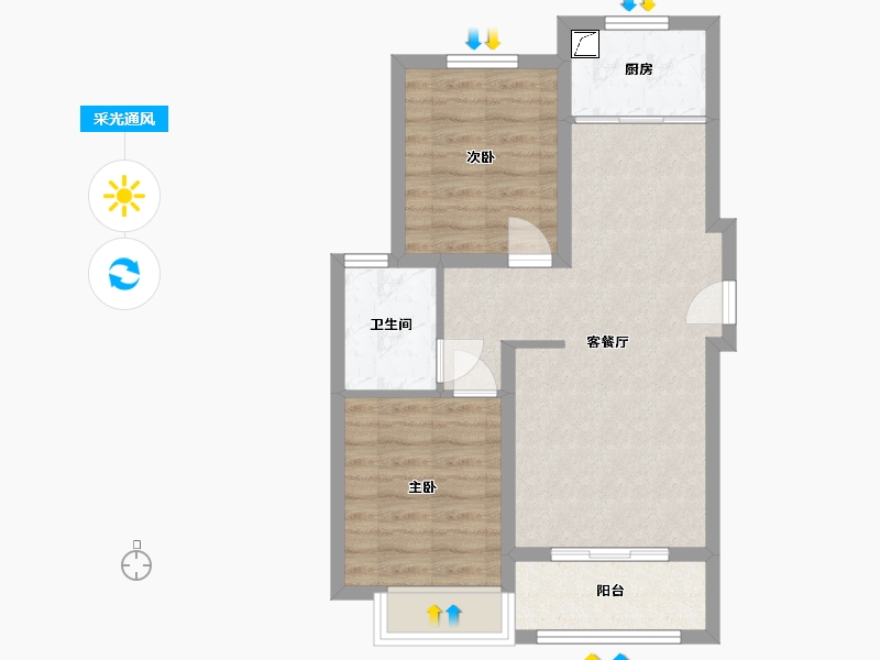 河北省-石家庄市-盛邦花园-65.72-户型库-采光通风