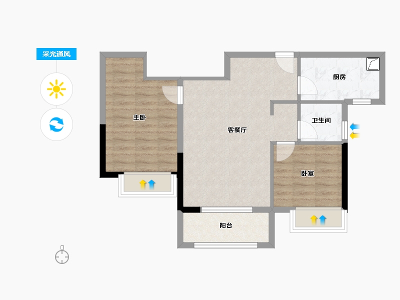 陕西省-榆林市-金沙悦府-69.00-户型库-采光通风