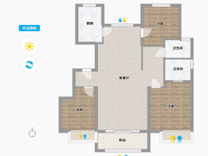 山东省-枣庄市-鸿鑫润景-95.00-户型库-采光通风