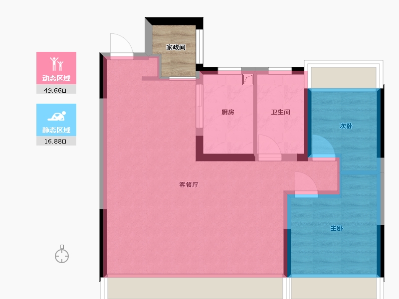 辽宁省-沈阳市-亚泰鲲鹏府-69.18-户型库-动静分区