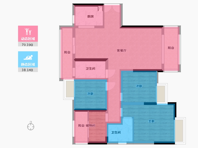 湖南省-株洲市-华晨浪琴湾-105.00-户型库-动静分区