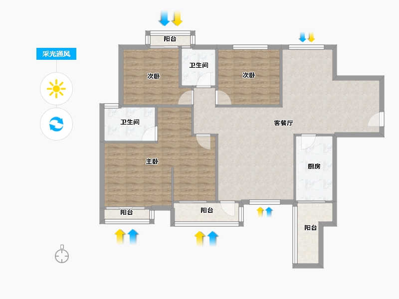 贵州省-贵阳市-中天会展城B区-110.00-户型库-采光通风