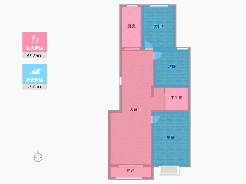 新疆维吾尔自治区-巴音郭楞蒙古自治州-万景 博书苑-131.00-户型库-动静分区