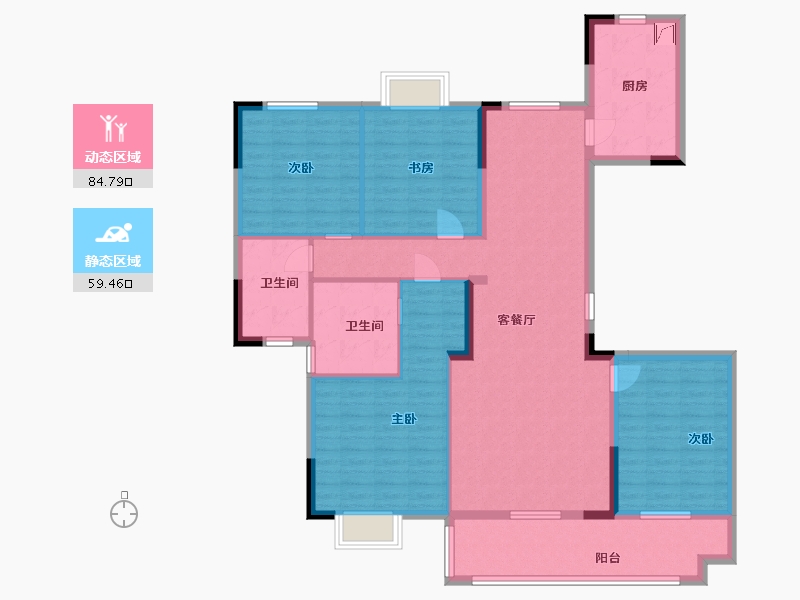 湖北省-鄂州市-融创澜岸大观-130.00-户型库-动静分区