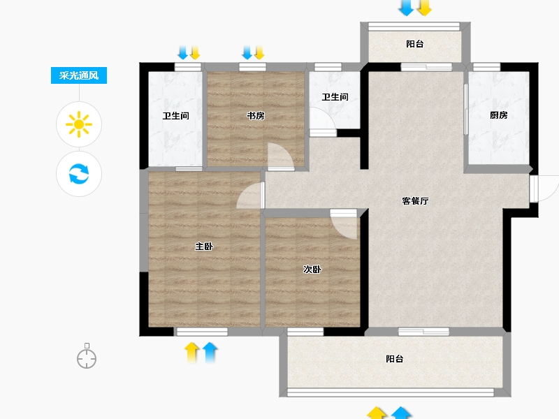 湖南省-长沙市-新华联梦想城-98.00-户型库-采光通风