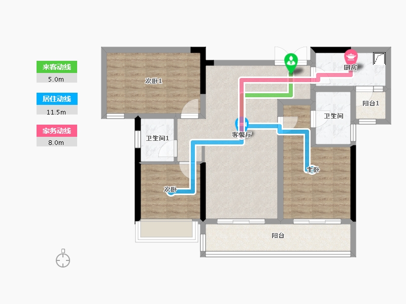 四川省-成都市-时代风华-94.00-户型库-动静线