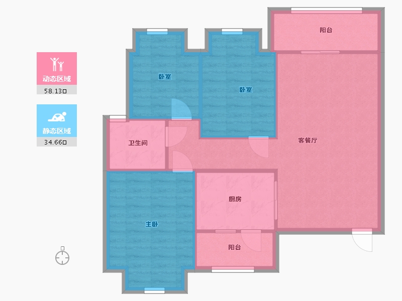 广东省-中山市-雅苑二期-77.00-户型库-动静分区