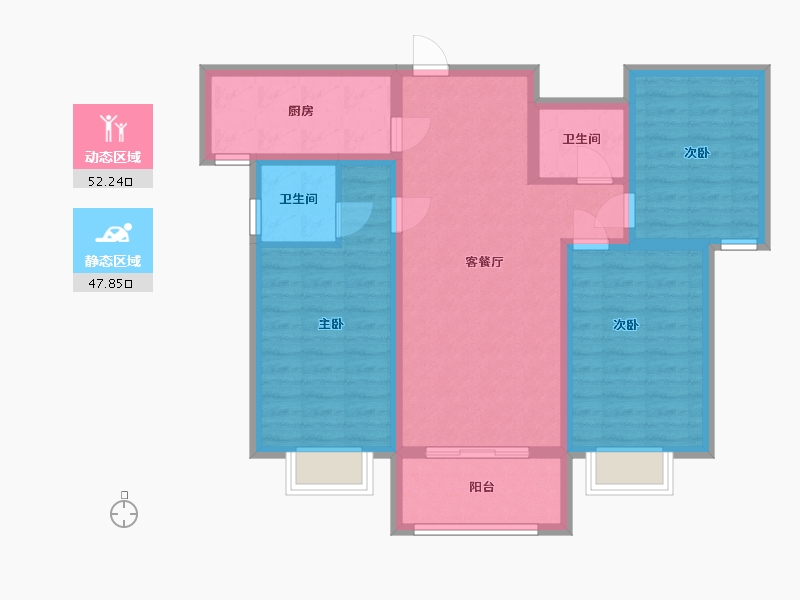 河北省-邯郸市-宏达圣水湖畔-89.30-户型库-动静分区