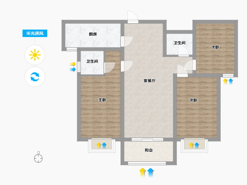 河北省-邯郸市-宏达圣水湖畔-89.30-户型库-采光通风