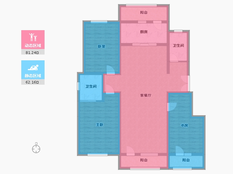 辽宁省-铁岭市-汇合沣林居-157.37-户型库-动静分区