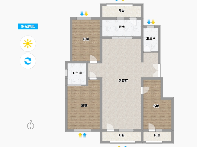 辽宁省-铁岭市-汇合沣林居-157.37-户型库-采光通风