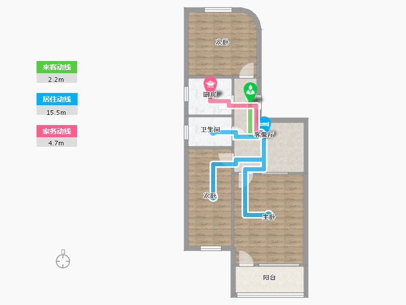 浙江省-宁波市-水仓小区-70.00-户型库-动静线