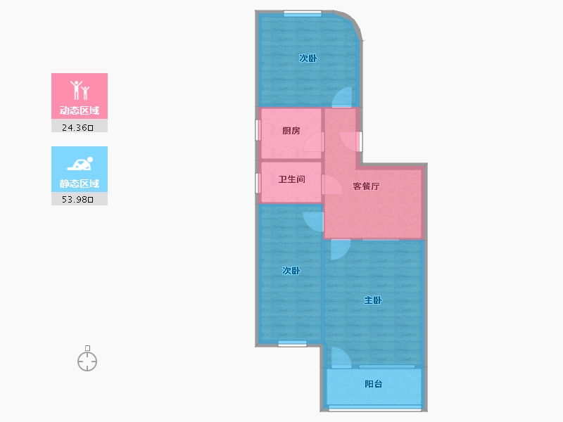 浙江省-宁波市-水仓小区-70.00-户型库-动静分区