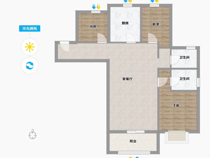 山东省-济宁市-中垠・悦城-93.50-户型库-采光通风