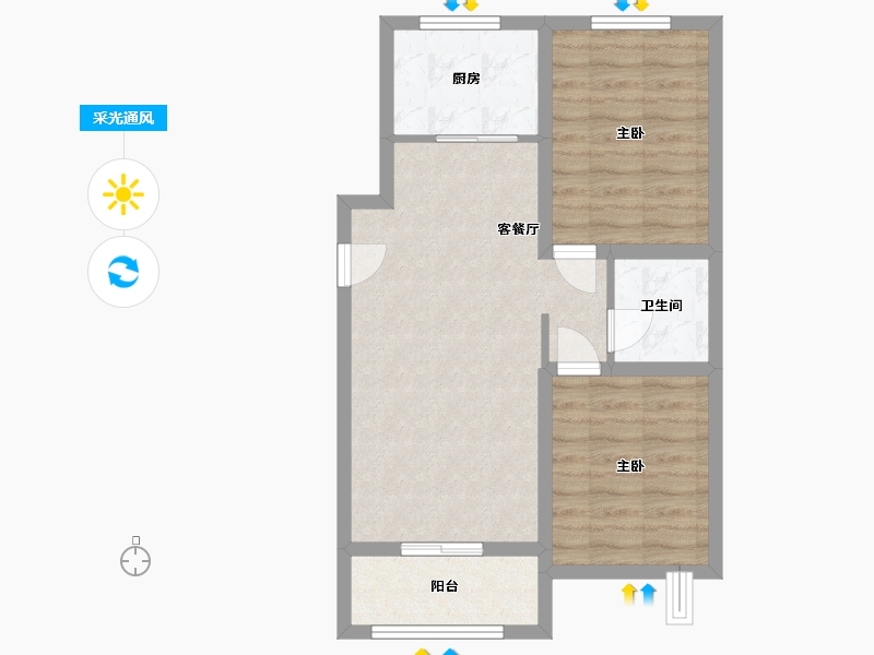 河北省-石家庄市-金盛悦府-61.00-户型库-采光通风