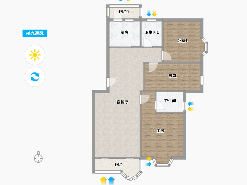 广东省-深圳市-新安园-130.00-户型库-采光通风