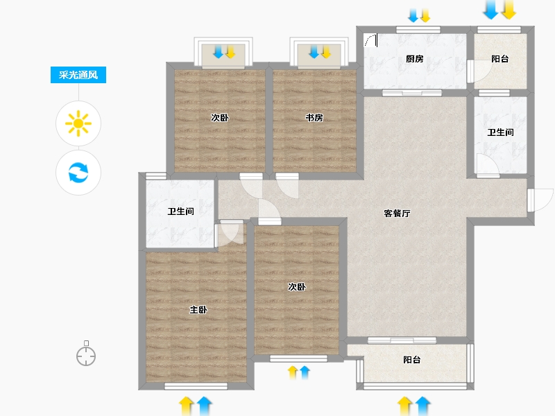 江苏省-镇江市-大亚第一城-118.00-户型库-采光通风