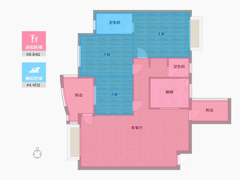 湖南省-长沙市-红树湾-106.67-户型库-动静分区