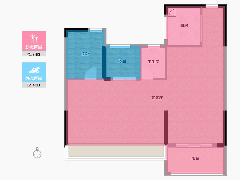 浙江省-温州市-星悦名筑-76.00-户型库-动静分区