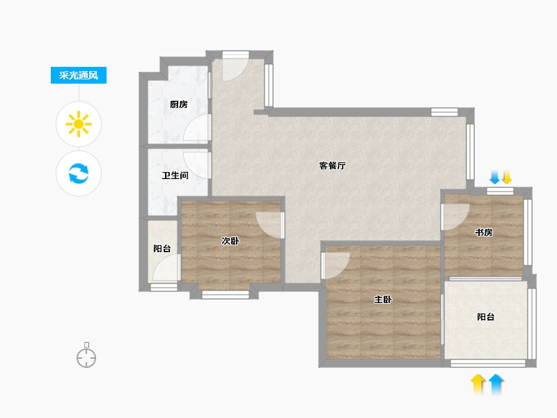 四川省-成都市-锦江城市花园2期-65.00-户型库-采光通风