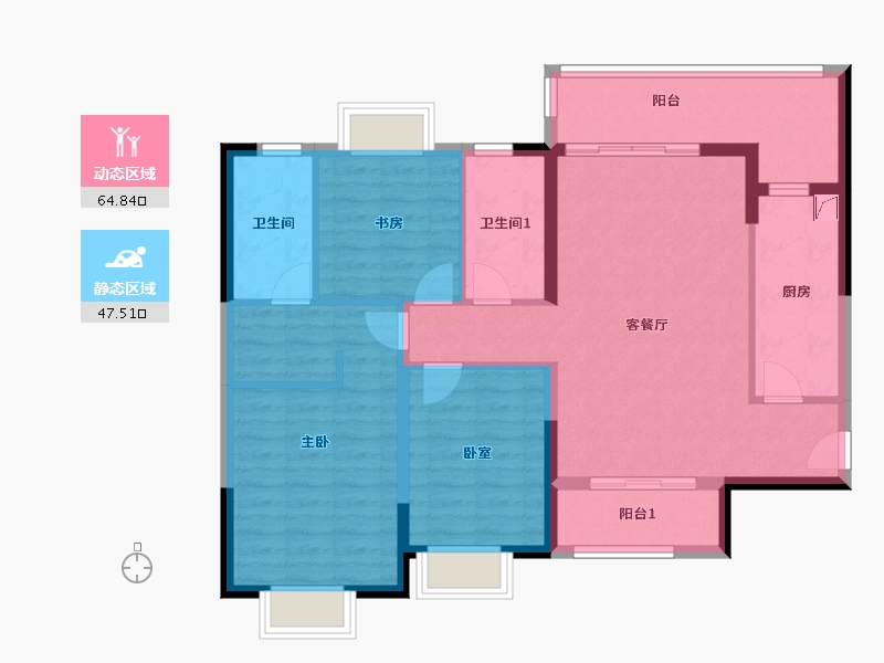 四川省-成都市-恒大未来城-100.95-户型库-动静分区