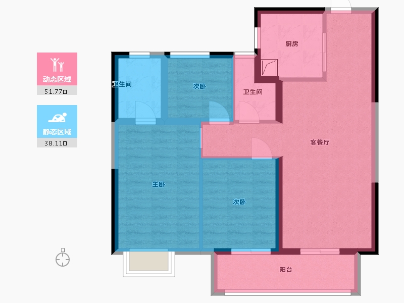 湖北省-武汉市-中建一品澜庭-80.00-户型库-动静分区