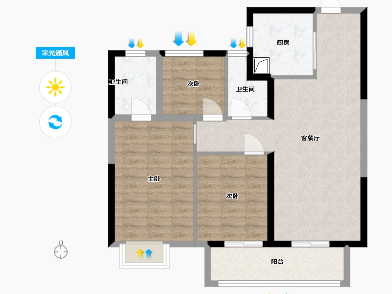 湖北省-武汉市-中建一品澜庭-80.00-户型库-采光通风