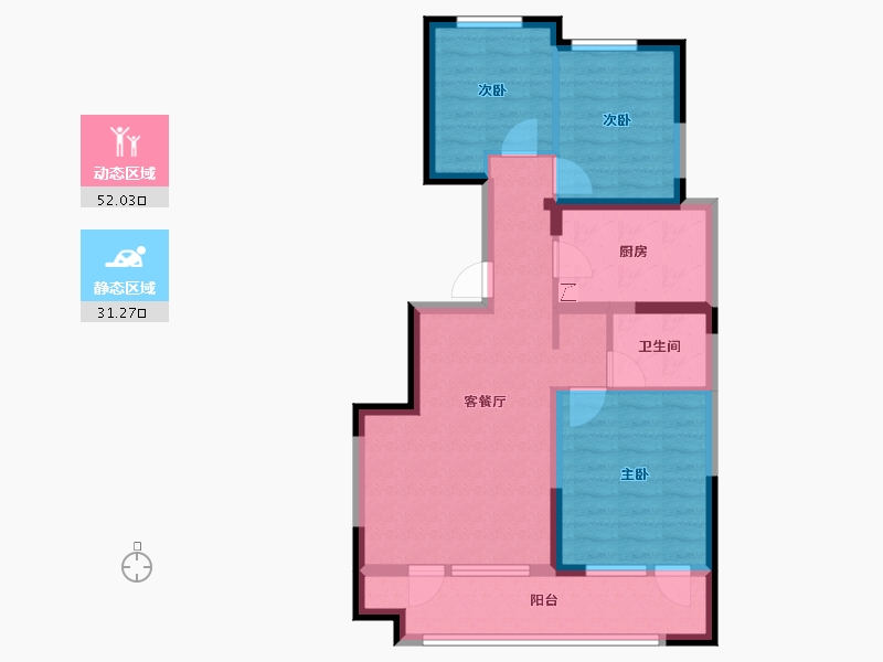 宁夏回族自治区-银川市-澳海熙和府-70.00-户型库-动静分区