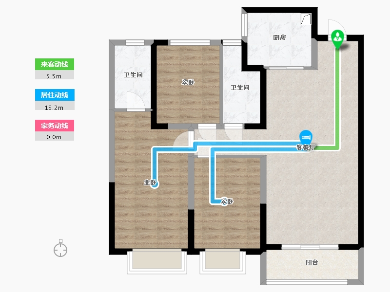 山西省-忻州市-雁门公园小区-107.32-户型库-动静线