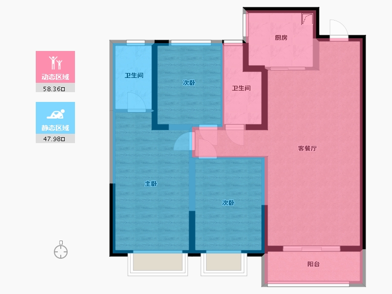 山西省-忻州市-雁门公园小区-107.32-户型库-动静分区