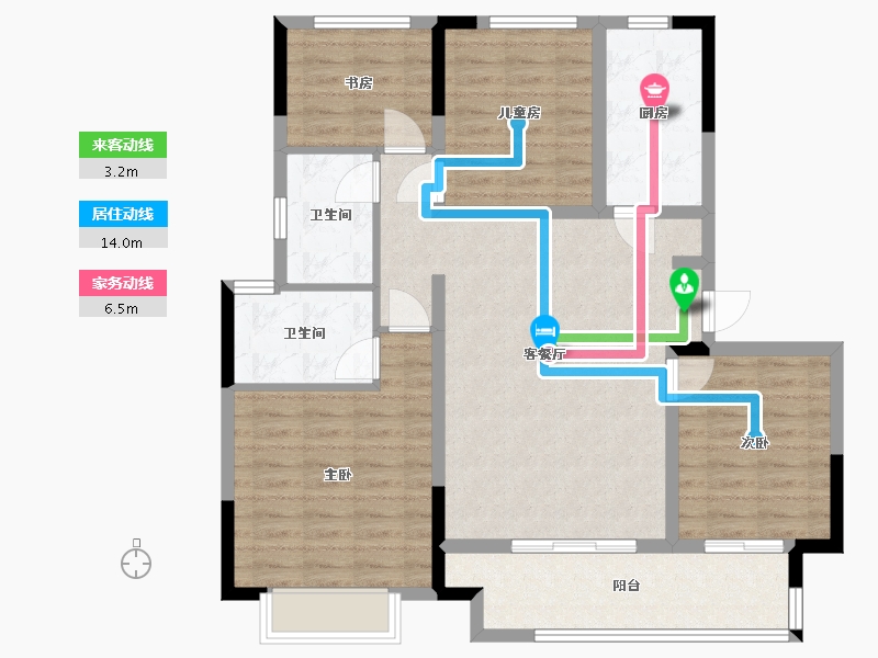 浙江省-宁波市-富力御官山-98.00-户型库-动静线