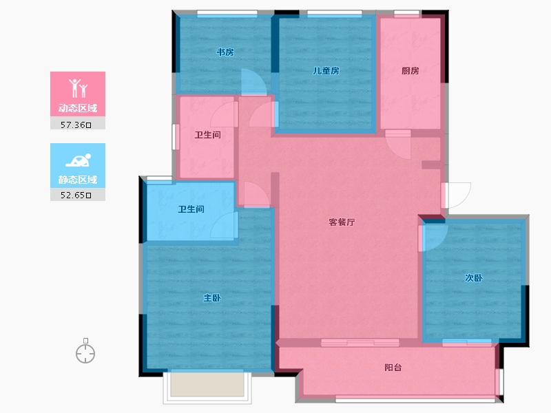 浙江省-宁波市-富力御官山-98.00-户型库-动静分区