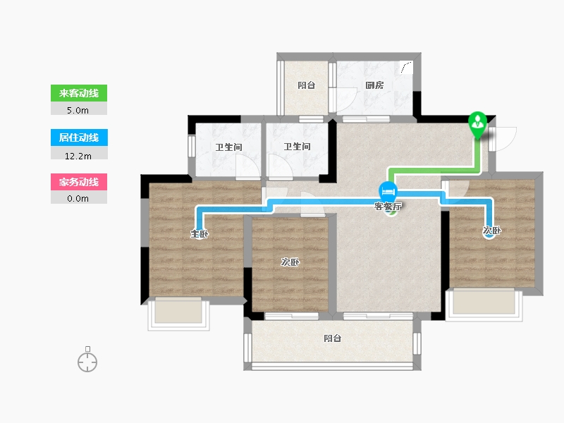 重庆-重庆市-水天花园云麓悦湖-85.00-户型库-动静线